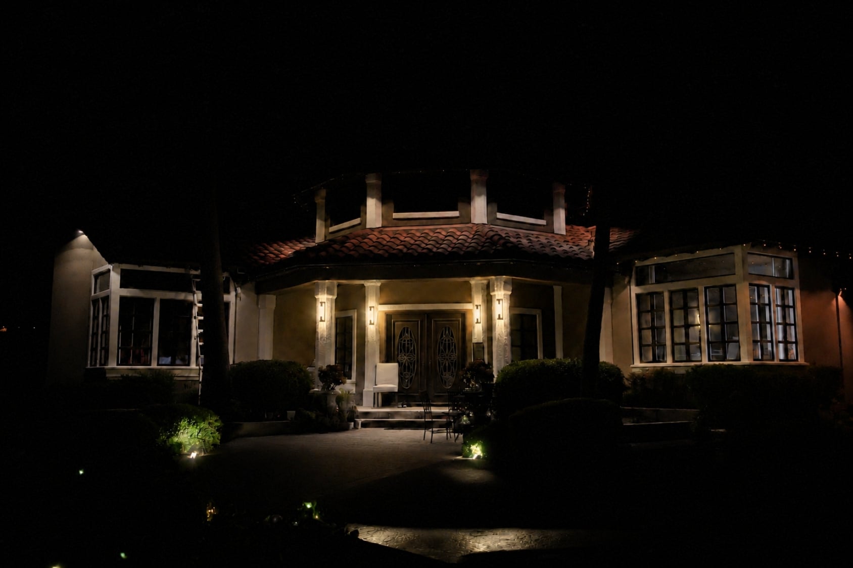 Before permanent lighting